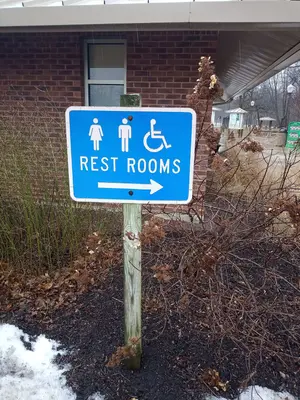Restroom sign Funks Grove