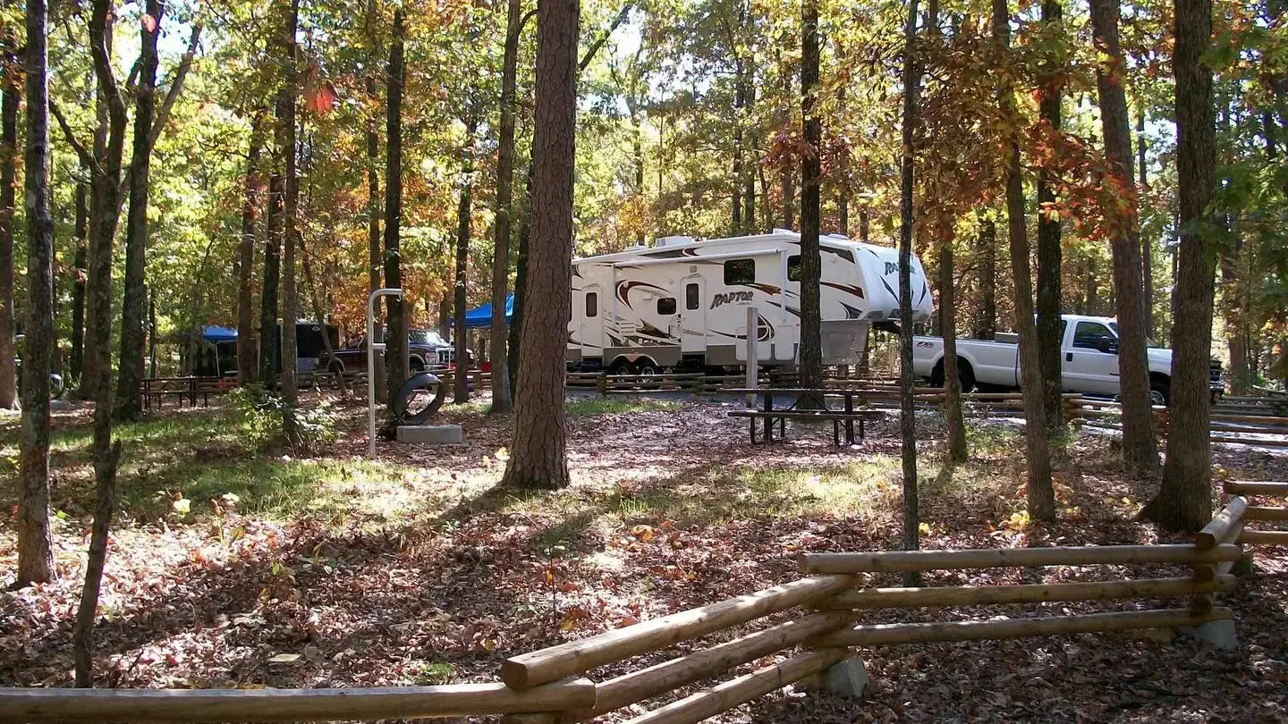 Two trucks with camper trailers