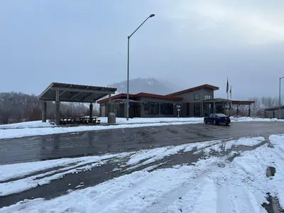 Winter afternoon at the Bearmouth Rest Area