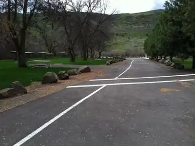 Mann Creek Campground paved road and cross walk