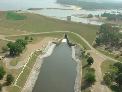 Aerial view of the Outlet Channel