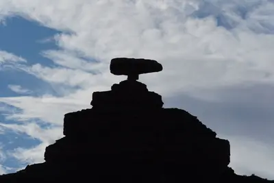 Mexican Hat Rock eastnortheast silhouette, March 2019