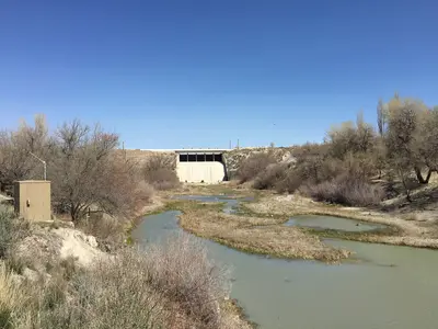 2015-04-18 10 52 30 View up the Humboldt River toward Rye Patch Dam in Pershing County, Nevada
