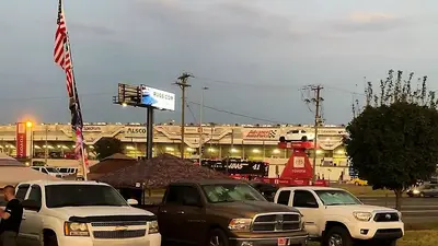 Daniel Suárez team hauler leaving CMS after the race