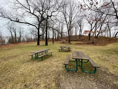 The Dunbar Group Camp site over looks Lake Michigan