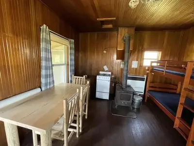 Dining table adn wood burning stove