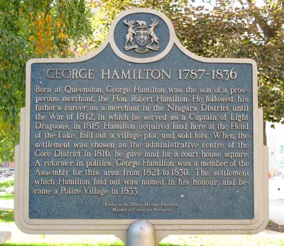 George Hamilton plaque in Hamilton, Ontario