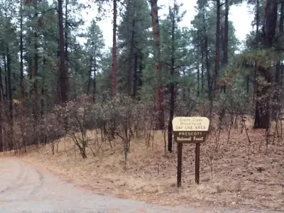 Sign for Groom Creek Schoolhouse day use area