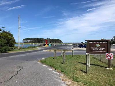 2022-07-08 15 24 46 View south at the south end of Delaware State Route 23 (Long Neck Road) at Massey's Landing, Sussex County, Delaware
