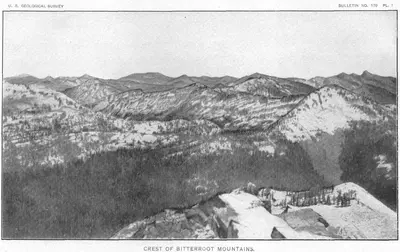 USGS Idaho Montana 1900 Survey Crest Of Bitterroot Mountains