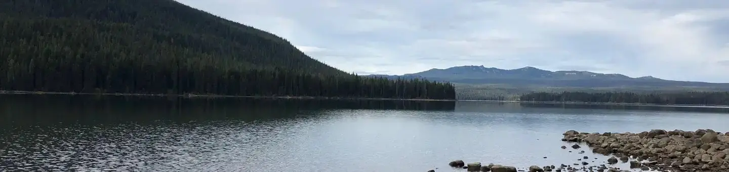 Looking out over Cultus Lake towards the Three Sisters Wilderness