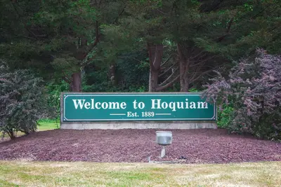 Hoquiam, WA — Welcome sign at the northwest side of Hoquiam (July 2016)