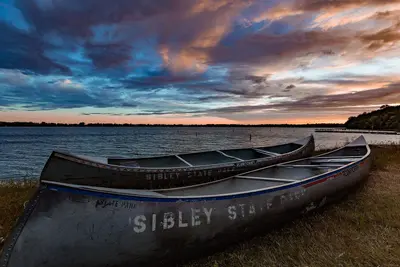 Andrew Lake Canoe Sunset - Sibley State Park, Minnesota (35242187402)