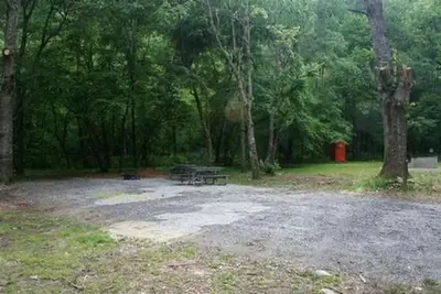 Cataloochee Horse Camp site with picnic table