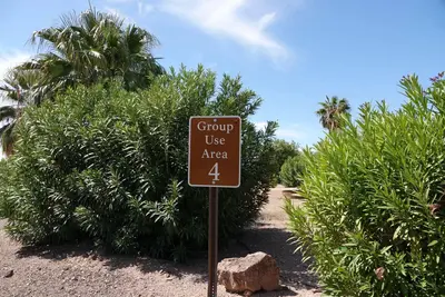 Campsite located in a desert setting