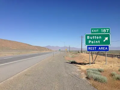 2014-06-12 09 35 08 Sign for Exit 187 along westbound Interstate 80 near Button Point, Nevada