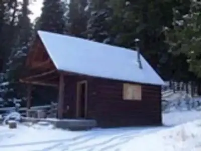 Indian Flats Cabin with snow