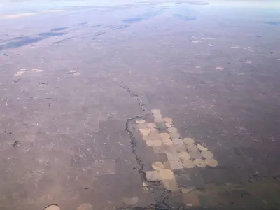 2022-03-24 17 52 11 UTC minus 5 View down from an airplane towards Birdwood Creek in northern Lincoln County and southern McPherson County in Nebraska
