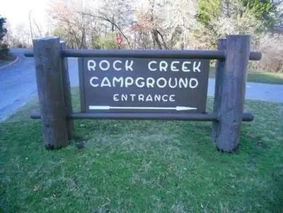 The entrance sign for Rock Creek Group campsite