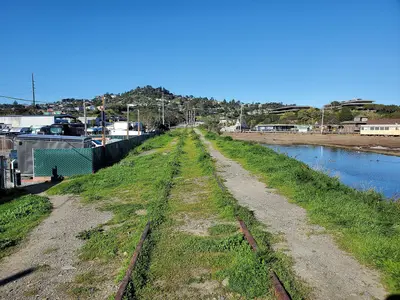 Abandoned NWP tracks next to Marin RV Park (1), January 2025