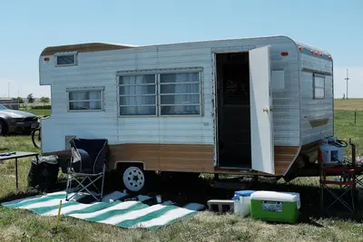 1968 Banner travel trailer during 2019 Vintage Camper Trailer Rally at Cam-Plex in Gillette, Wyoming (1)