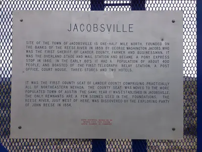 2014-09-08 13 42 01 Historic marker for Jacobsville along U.S. Route 50 in Lander County, Nevada
