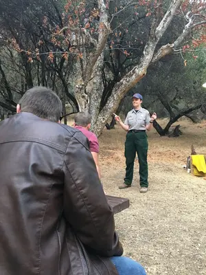 A SEKI Fire Staff Member gives a program about fire safety. (e6155562-63dd-41a6-9440-1c9d9f3d804c)