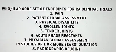 WHO-ILAR core set of endpoints for RA clinical trials