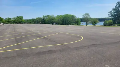 Newly renovated boat ramp parking lot