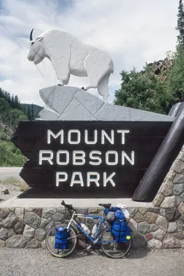 Mount Robson Provincial Park entrance sign - British Columbia, Canada - July 1990