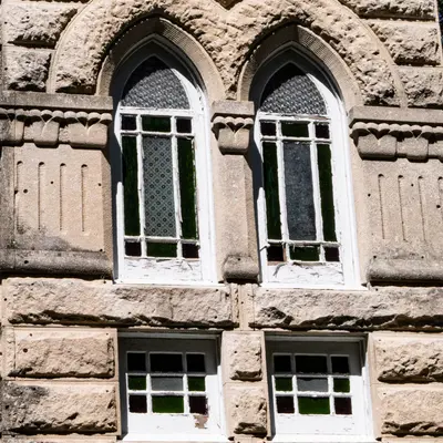 Windows of Fred Francis House at Francis Park in Kewanee Illinois
