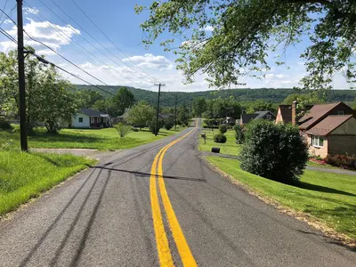 2019-05-16 16 08 25 View northwest along Mineral County Route 28 (Miller Road) at Washington Street in Carpendale, Mineral County, West Virginia