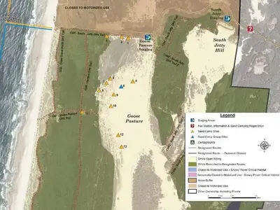 South Jetty Sand Camping map