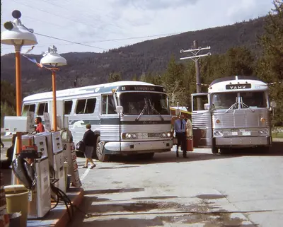 Vintage Greyhound coaches in BC
