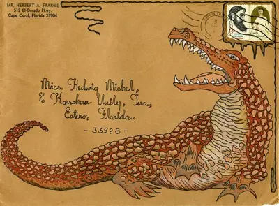 Envelope decorated by Herbert A. Franke and addressed to Koreshan Unity President Hedwig Michel, Estero, Florida (12524733314)