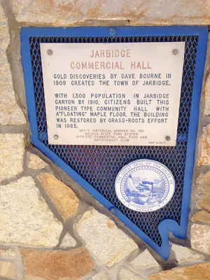 2014-09-25 13 25 17 Historic marker for the Jarbidge Commercial Hall in Jarbidge, Nevada