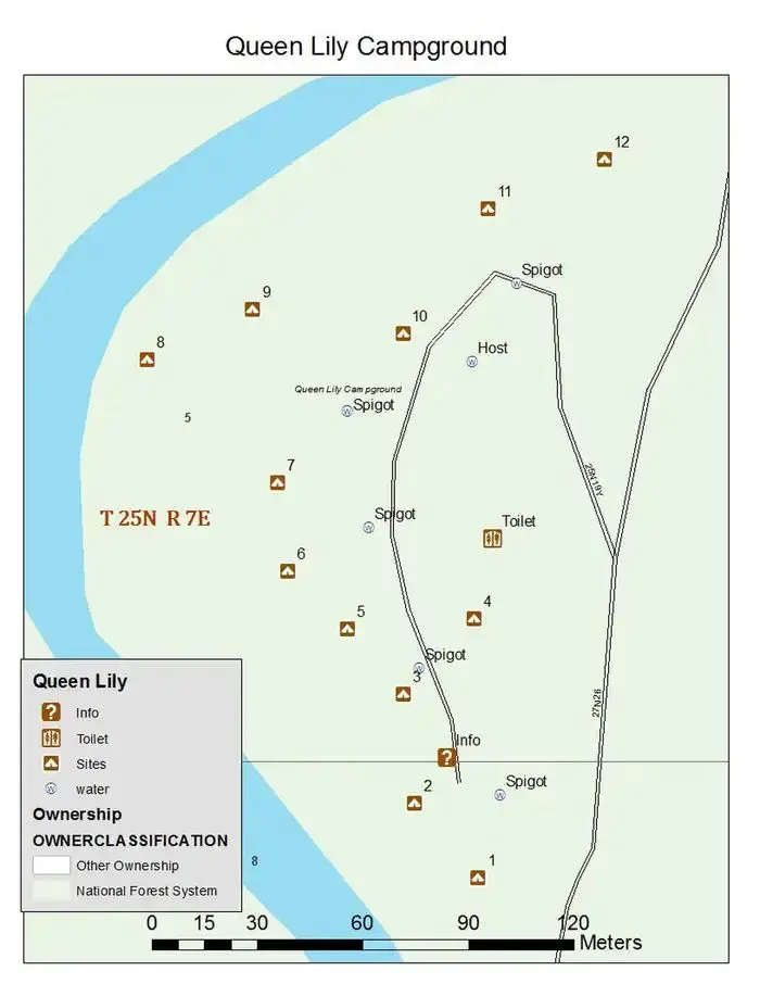 Map of Queen Lily Campground