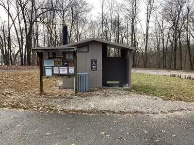 Vault toilet in campground