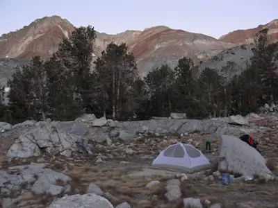 Camp at sunrise near Big McGee Lake (3928400536)