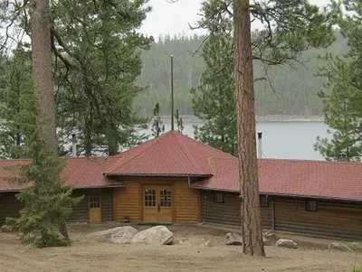 Looking South at the cabin from above