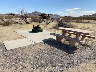 Accessible campsite with picnic table and fire ring at Painted Rock Petroglyph Site and Campground (54384732379)