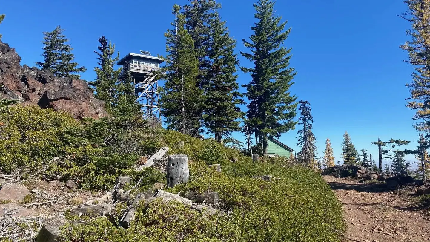 Exterior of Flag Point lookout from access road.