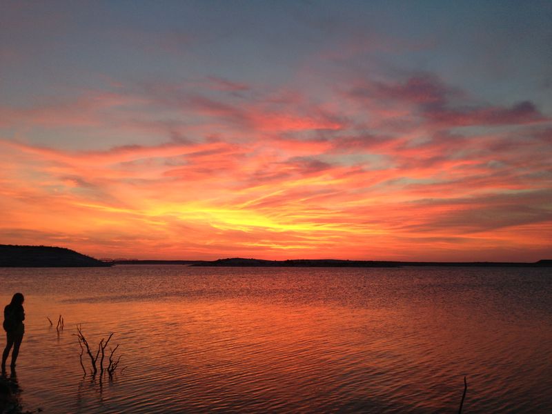 Firey Sunset over Lake Amistad.