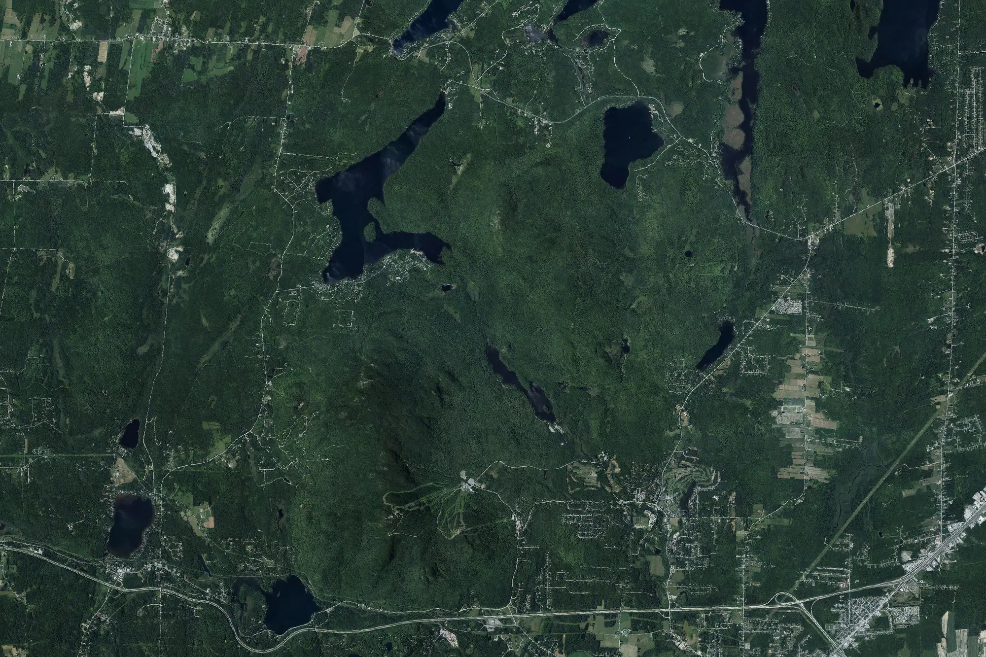 Aerial view of Mont-Orford National Park (Québec)