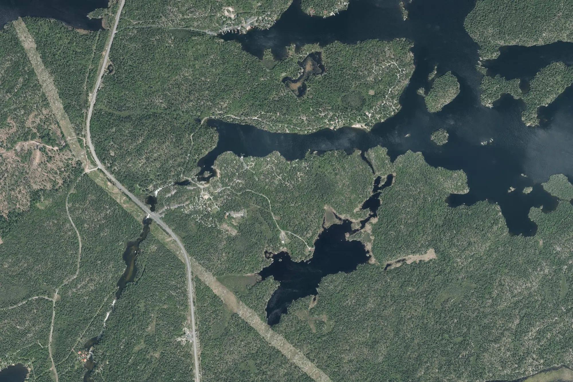 Aerial view of Rushing River Provincial Park (Recreational Class)