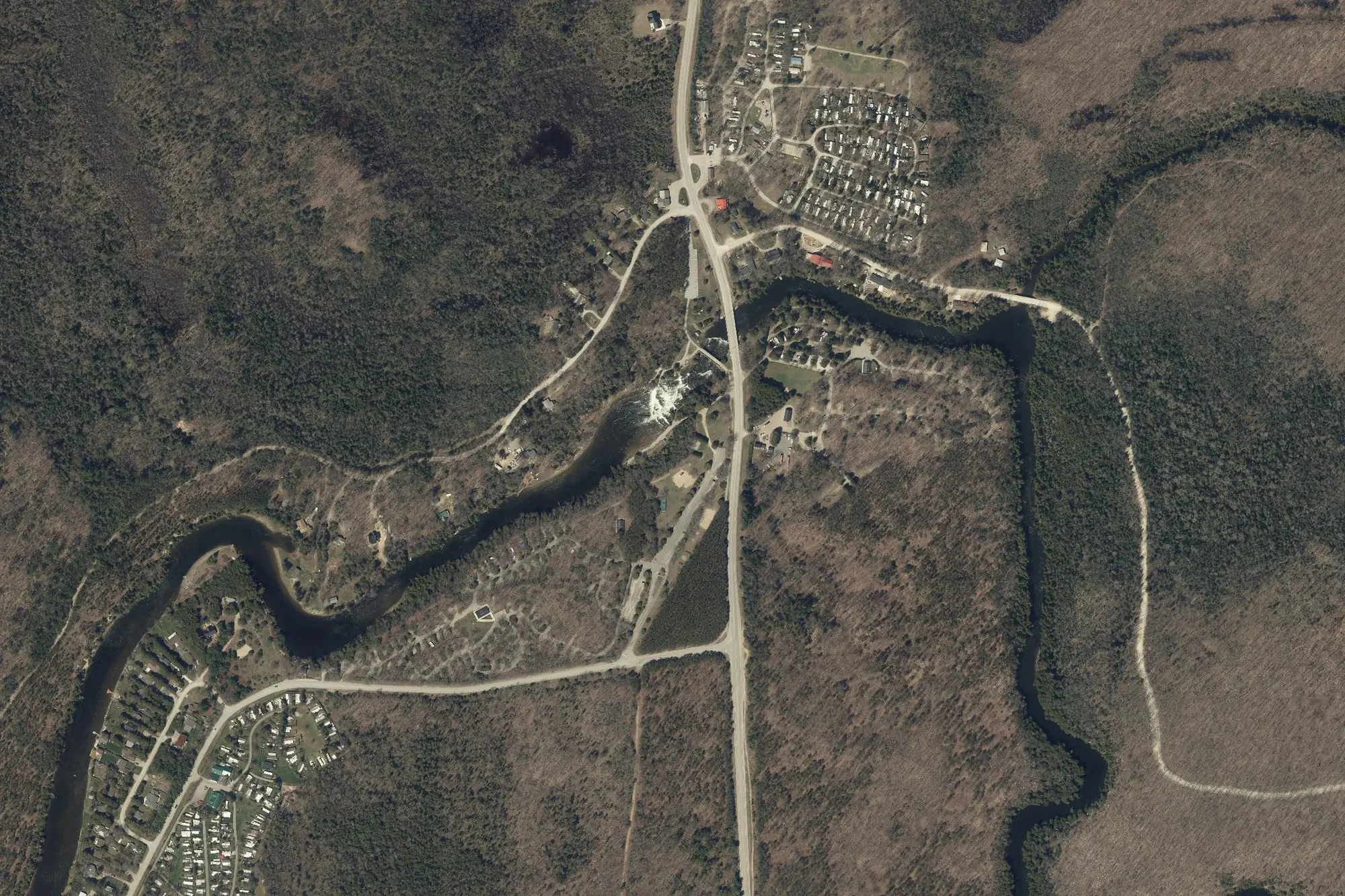 Aerial view of Sauble Falls Provincial Park (Recreational Class)