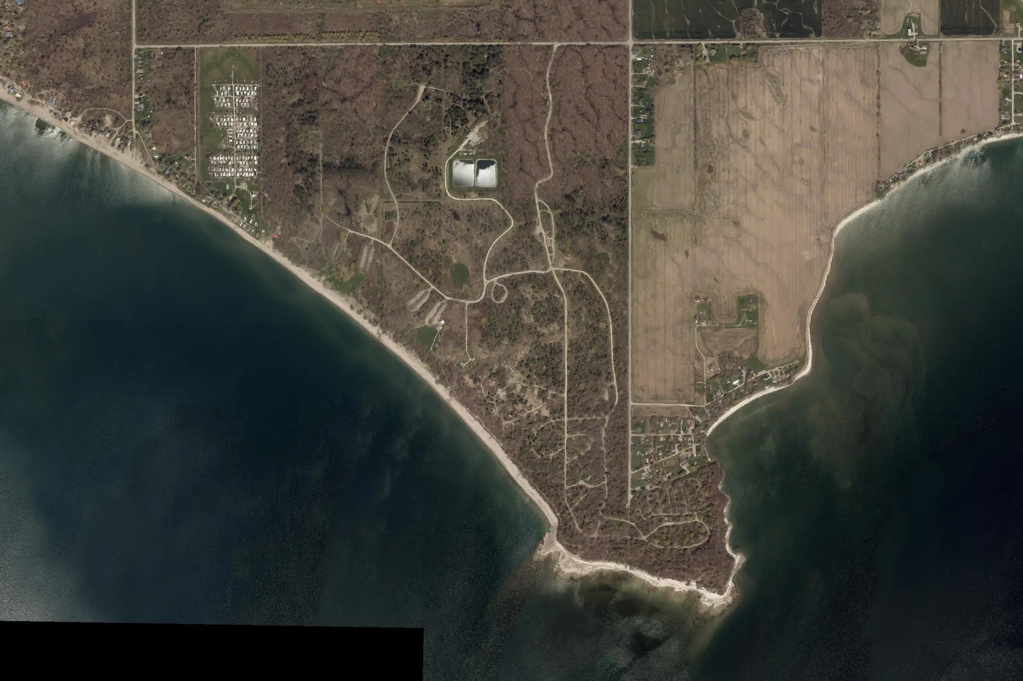 Aerial view of Rock Point Provincial Park (Recreational Class)