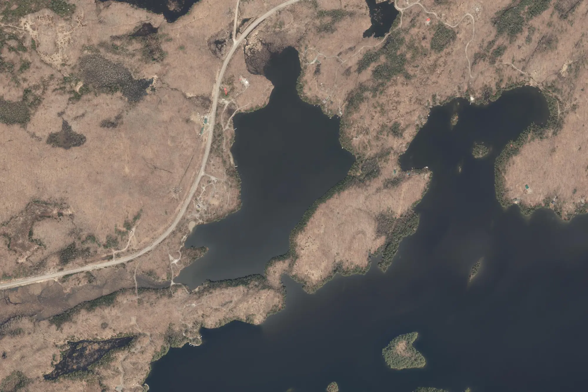 Aerial view of Sharbot Lake Provincial Park (Recreational Class)