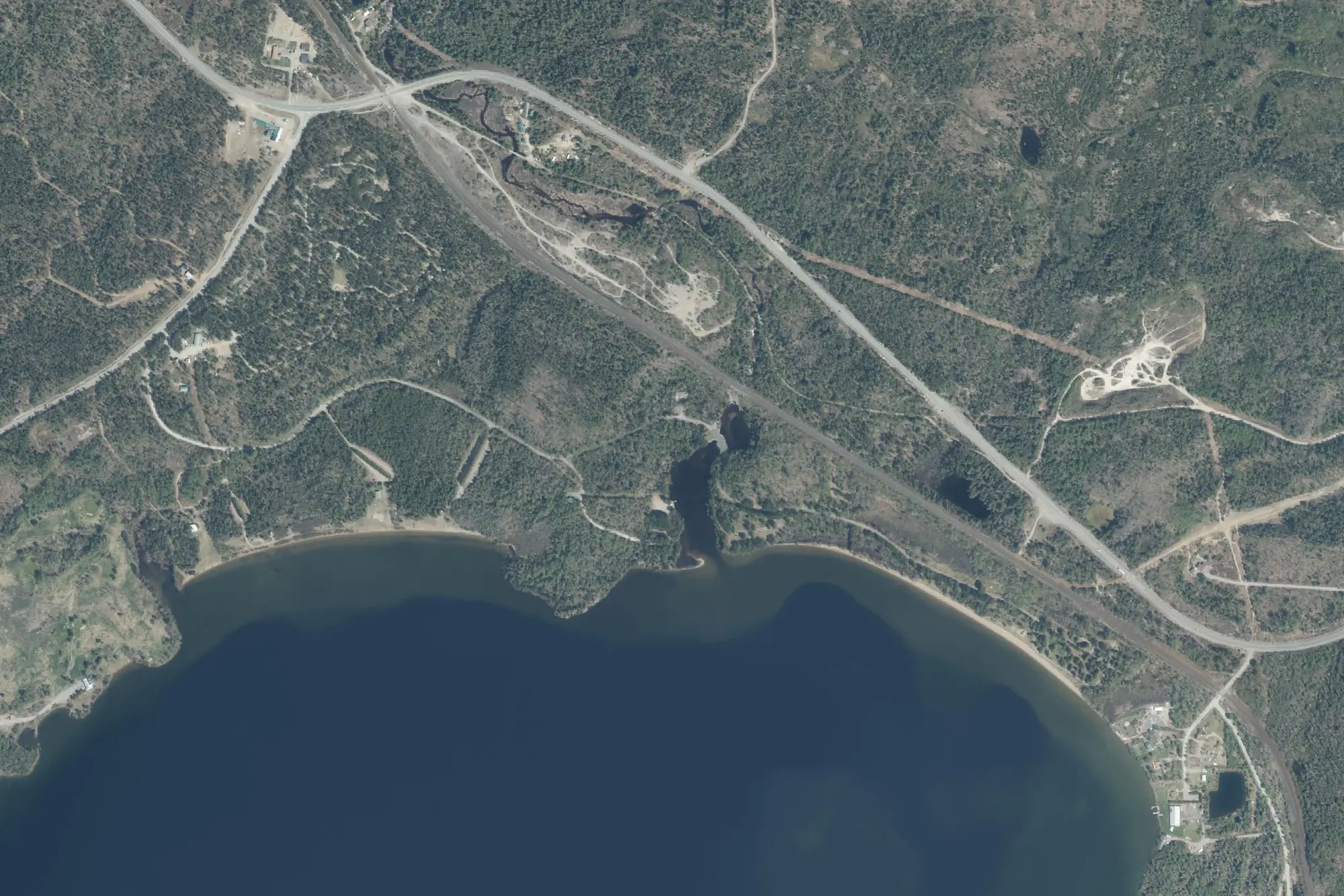 Aerial view of Windy Lake Provincial Park (Recreational Class)