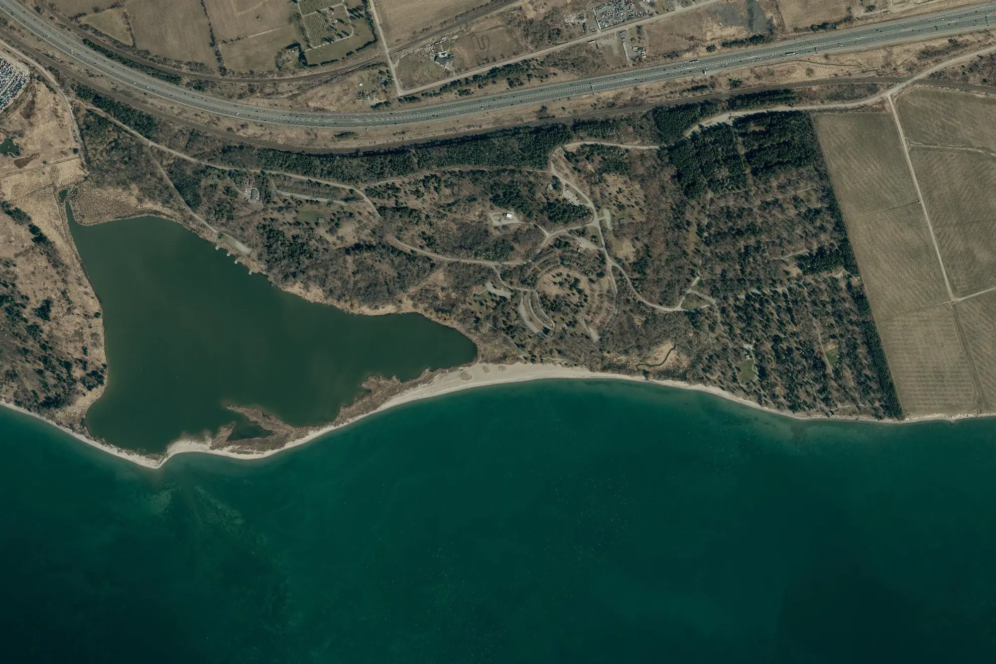 Aerial view of Darlington Provincial Park (Recreational Class)